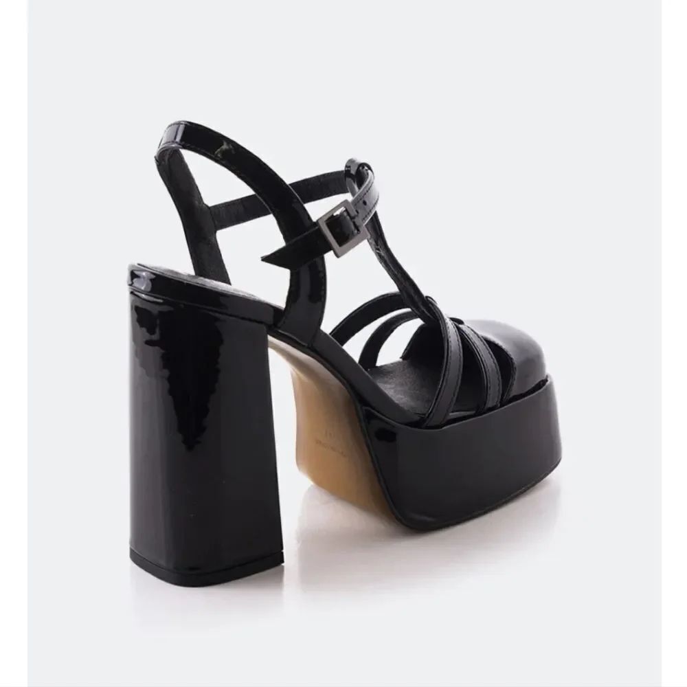 BRAND NEW SOUL PRINCESS PLAIN PLATFORM ANKLE CURVE WIDE HIGH HEEL SAND… S2